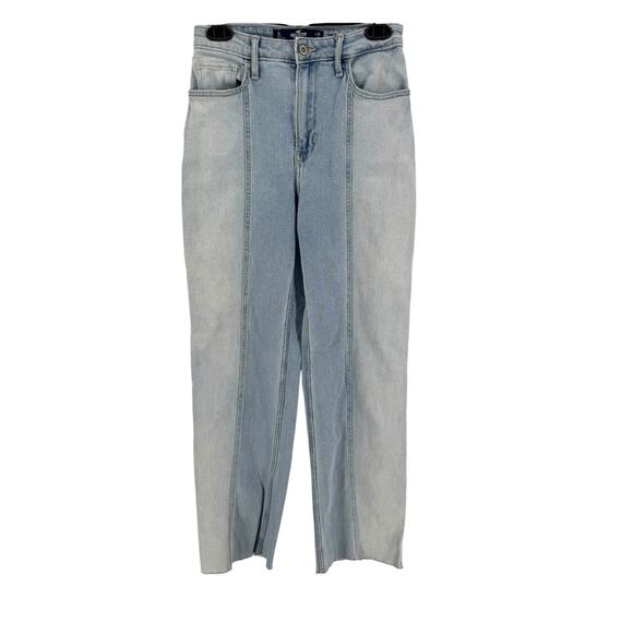 Hollister Light Wash Two Tone Ultra High Rise Dad Jeans Size 26 Inseam 33 - Picture 1 of 5